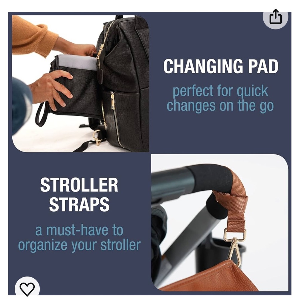 Lily diaper backpack with handles bundle-brown - Picture 3 of 5